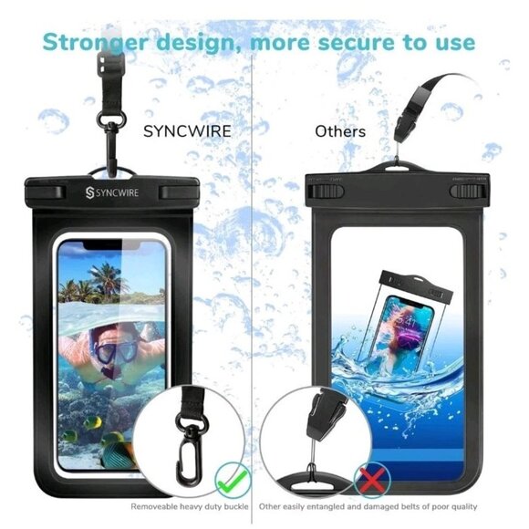 SYNCWIRE Waterproof Phone Pouch 2 Pack Universal IPX8 Waterproof Phone Case - Picture 7 of 8